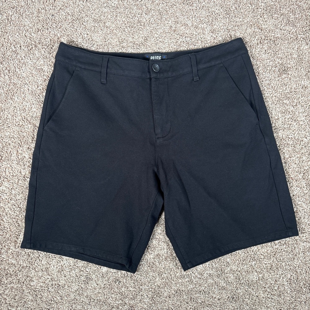 Paige Thompson Mens Black Tech Chino Shorts Size 33 Stretch Rayon Blend